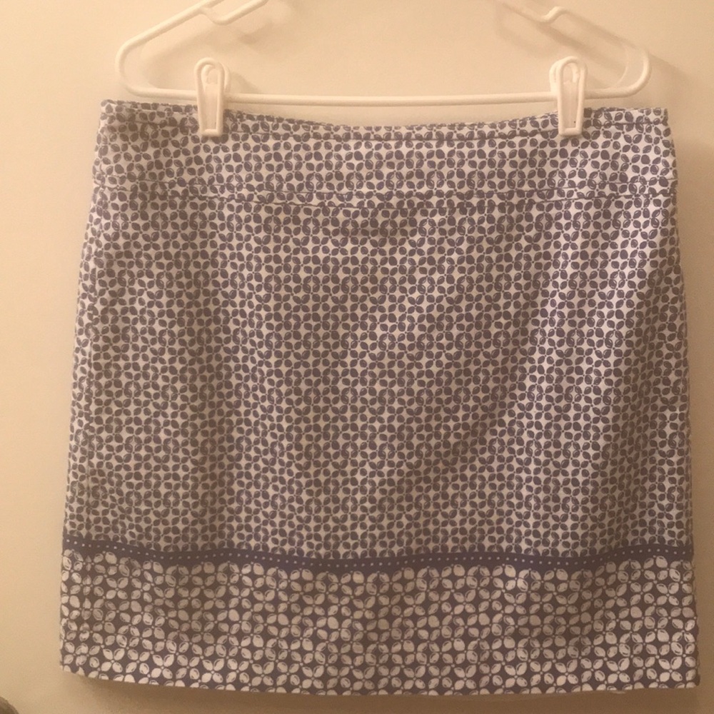 Talbots knee length blue and white skirt